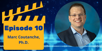 "Episode 10 Marc Coutanche, Ph.D." in a yellow clapperboard next to Dr. Coutanche's headshot.